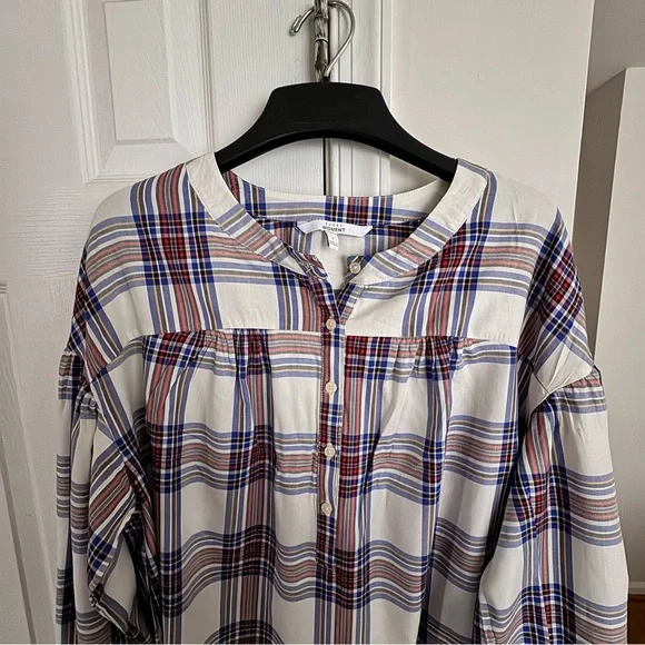 Every Moment Women's L Plaid Popover Blouse Tunic Relaxed Fit Boho Shirt Top - Picture 5 of 12